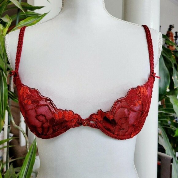 Vintage Aubade Lace Balconette Demi Bra 36B France - Picture 1 of 12